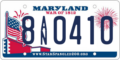 MD license plate 8AN0410