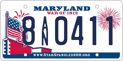 MD license plate 8AN0411