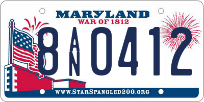 MD license plate 8AN0412