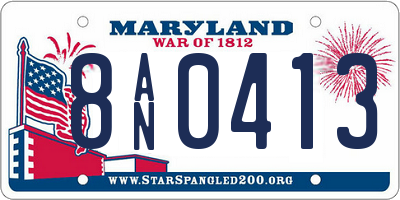 MD license plate 8AN0413