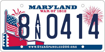 MD license plate 8AN0414