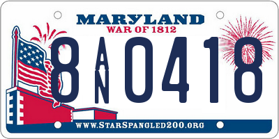 MD license plate 8AN0418