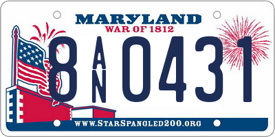 MD license plate 8AN0431