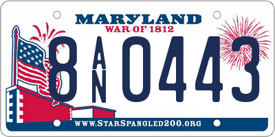 MD license plate 8AN0443