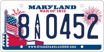 MD license plate 8AN0452