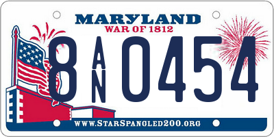 MD license plate 8AN0454