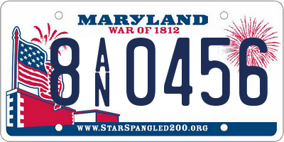 MD license plate 8AN0456