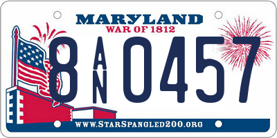 MD license plate 8AN0457