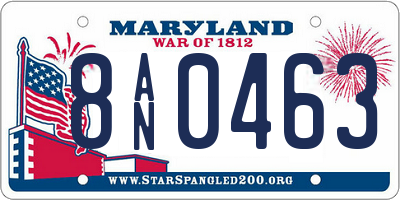 MD license plate 8AN0463