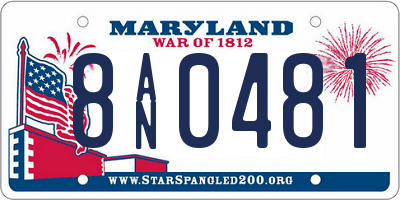 MD license plate 8AN0481