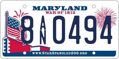 MD license plate 8AN0494