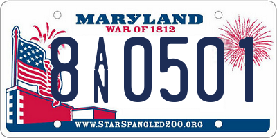 MD license plate 8AN0501
