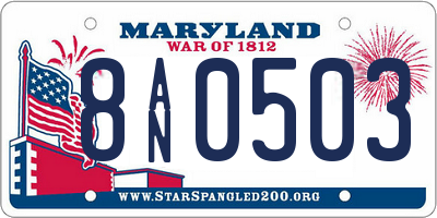 MD license plate 8AN0503