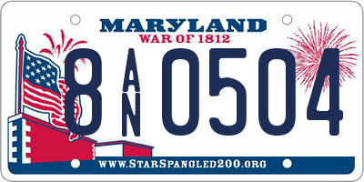 MD license plate 8AN0504