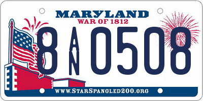 MD license plate 8AN0508