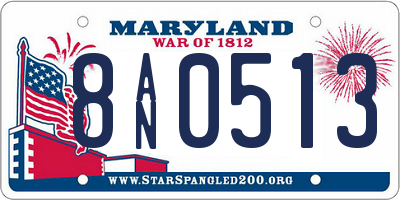 MD license plate 8AN0513