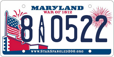 MD license plate 8AN0522