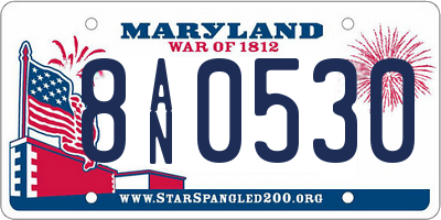 MD license plate 8AN0530