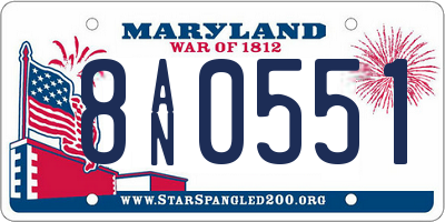 MD license plate 8AN0551