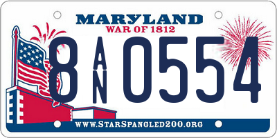 MD license plate 8AN0554