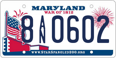 MD license plate 8AN0602