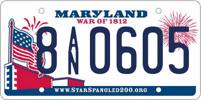 MD license plate 8AN0605
