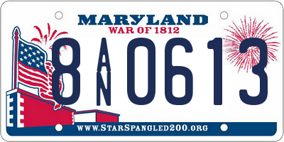 MD license plate 8AN0613