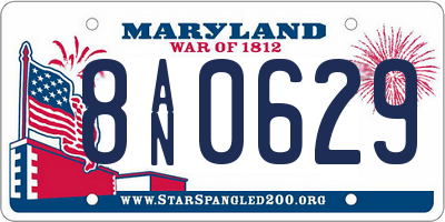 MD license plate 8AN0629