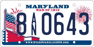 MD license plate 8AN0643