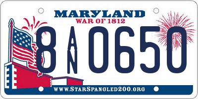 MD license plate 8AN0650