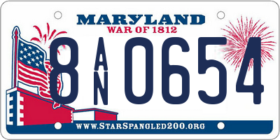 MD license plate 8AN0654