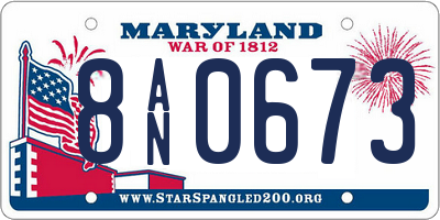 MD license plate 8AN0673