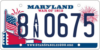 MD license plate 8AN0675