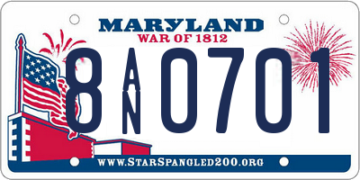 MD license plate 8AN0701
