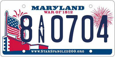 MD license plate 8AN0704