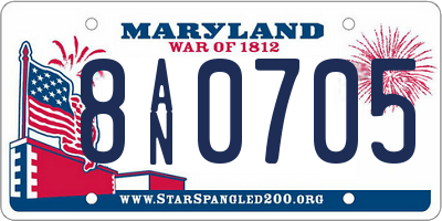 MD license plate 8AN0705