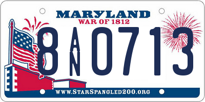 MD license plate 8AN0713