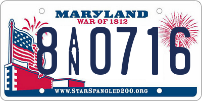 MD license plate 8AN0716