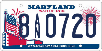 MD license plate 8AN0720