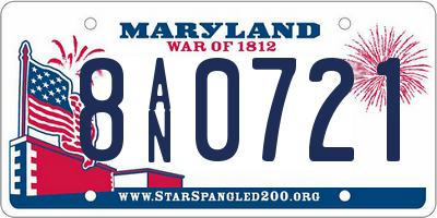 MD license plate 8AN0721