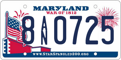 MD license plate 8AN0725