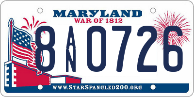 MD license plate 8AN0726