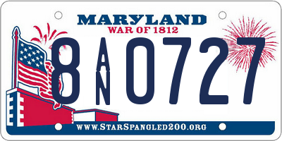 MD license plate 8AN0727