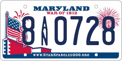 MD license plate 8AN0728