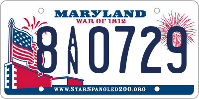 MD license plate 8AN0729