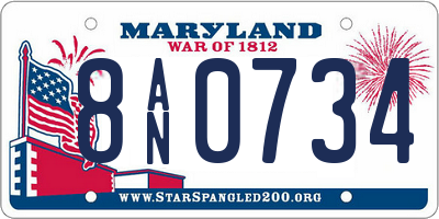 MD license plate 8AN0734