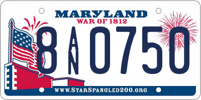 MD license plate 8AN0750