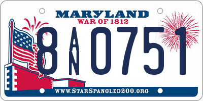 MD license plate 8AN0751