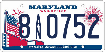 MD license plate 8AN0752