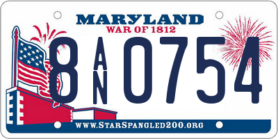 MD license plate 8AN0754